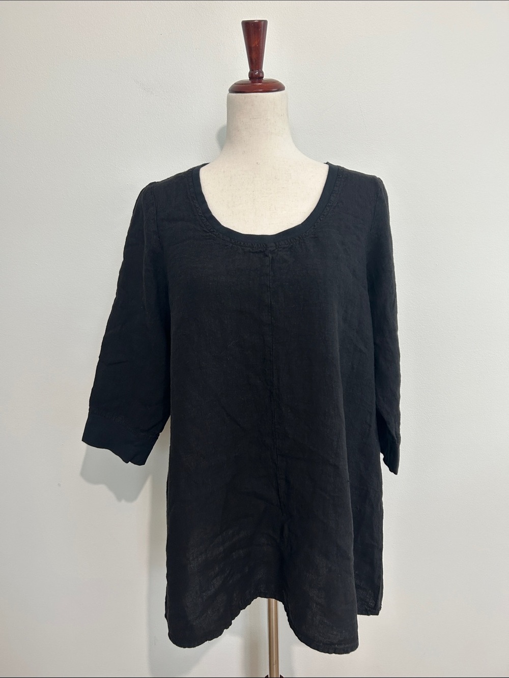 Flax Black Linen Scoop Neck Tunic Size Small 6 8 10